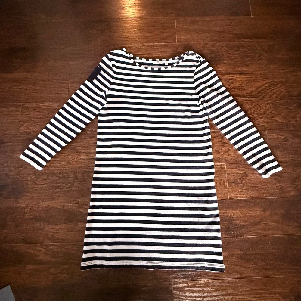 Vineyard Vines Blue & White Striped Boatneck Long Sleeve Dress XS EUC